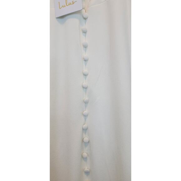 Dreamy Elegant Size Small NWT Lulus Wedding Dress Button Detail Spaghetti V-Neck - Picture 9 of 16
